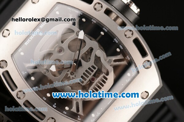 Richard Mille RM 52-01 Swiss ETA 2671 Automatic Steel Case with Black Rubber Bracelet White Markers and Skeleton Dial - 1:1 Original - Click Image to Close